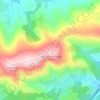 Munhoko Bordaldeaの地形図、標高、地勢