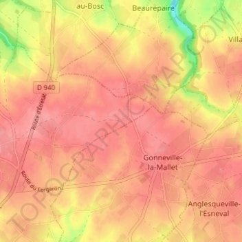 Le Pavillonの地形図、標高、地勢