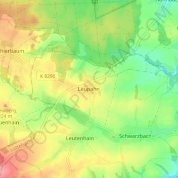 Leupahnの地形図、標高、地勢