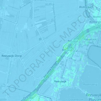 Oud-Reeuwijkの地形図、標高、地勢