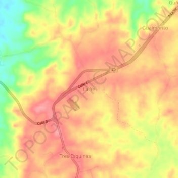La Yeの地形図、標高、地勢
