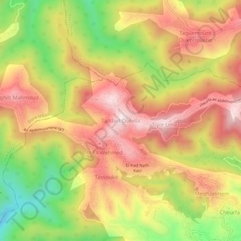 Taddart Oufellaの地形図、標高、地勢