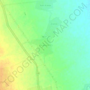 Qaraqoyunluの地形図、標高、地勢