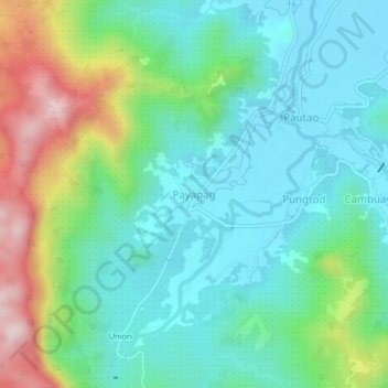 Payapagの地形図、標高、地勢