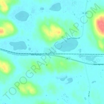 Lakesideの地形図、標高、地勢