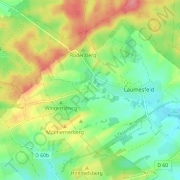 Calembourgの地形図、標高、地勢