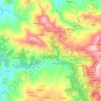 Barazzoneの地形図、標高、地勢