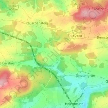 Schönlindの地形図、標高、地勢
