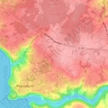 Le Minihyの地形図、標高、地勢