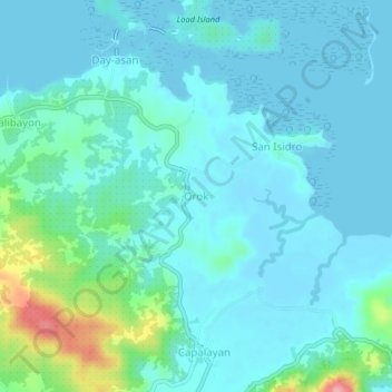 Orokの地形図、標高、地勢