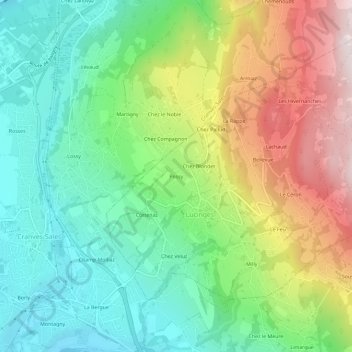 Possyの地形図、標高、地勢