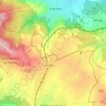 L'Ormeの地形図、標高、地勢
