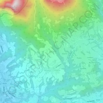 Barpの地形図、標高、地勢