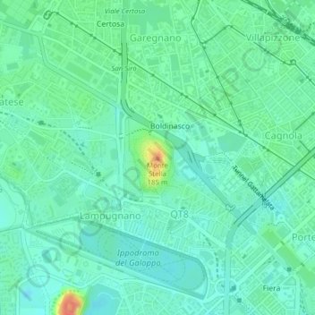 Monte Stellaの地形図、標高、地勢
