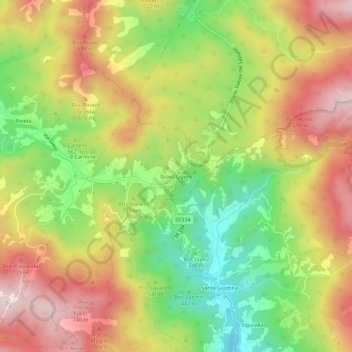 Giovo Ligureの地形図、標高、地勢