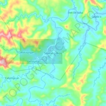 Silvino Lobosの地形図、標高、地勢