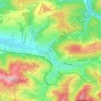 Winklの地形図、標高、地勢