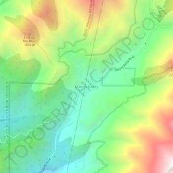 Mount Baldyの地形図、標高、地勢