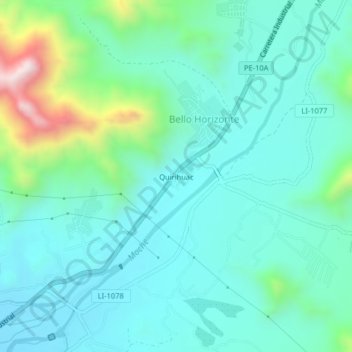 Quirihuacの地形図、標高、地勢