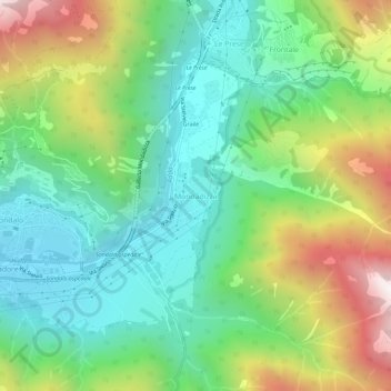 Mondadizzaの地形図、標高、地勢