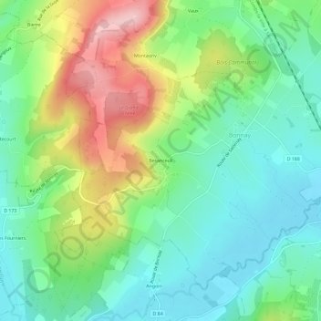 Besanceuilの地形図、標高、地勢