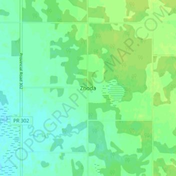 Zhodaの地形図、標高、地勢