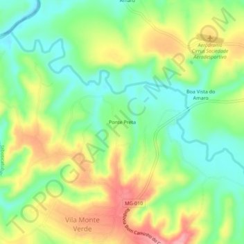 Ponte Pretaの地形図、標高、地勢