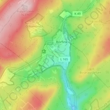 Einschiederhofの地形図、標高、地勢