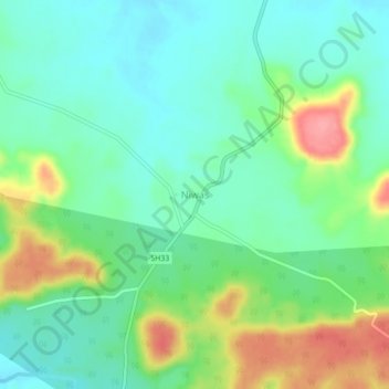 Niwasの地形図、標高、地勢