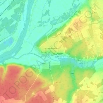 Les Forgesの地形図、標高、地勢