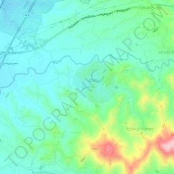 Gvaraの地形図、標高、地勢