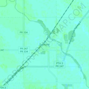 Sanfordの地形図、標高、地勢