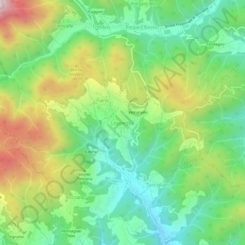 Loppegliaの地形図、標高、地勢
