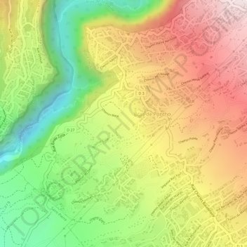 Trois Maresの地形図、標高、地勢