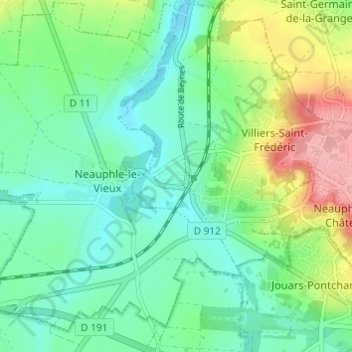 La Mauldretteの地形図、標高、地勢