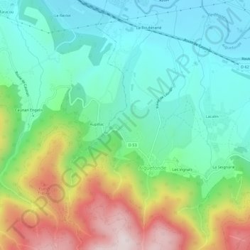Le Fourchatの地形図、標高、地勢