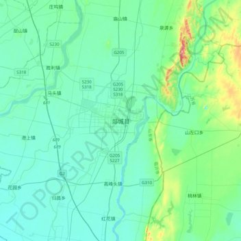 郯城县の地形図、標高、地勢