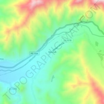 Mochalの地形図、標高、地勢
