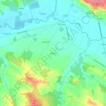 Launayの地形図、標高、地勢