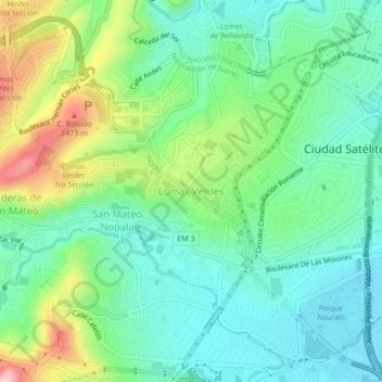 Lomas Verdesの地形図、標高、地勢