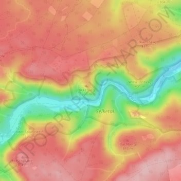 Selkesichtの地形図、標高、地勢