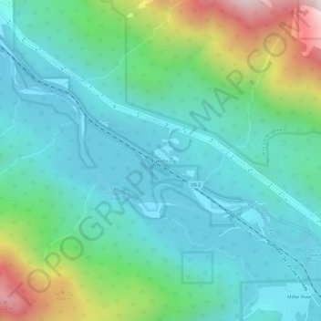 Grottoの地形図、標高、地勢