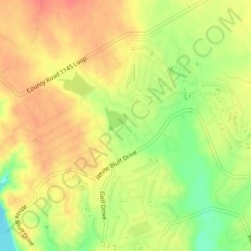 South Lakeの地形図、標高、地勢