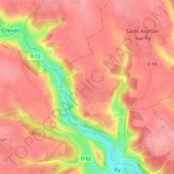 Épinayの地形図、標高、地勢