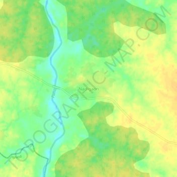 Nadigaonの地形図、標高、地勢