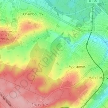 La Venteの地形図、標高、地勢