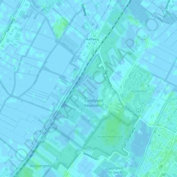 Lageveense Polderの地形図、標高、地勢