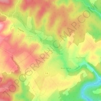 Harsaultの地形図、標高、地勢