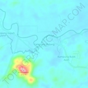 Kampung Matangの地形図、標高、地勢