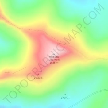 Medicine Mountainの地形図、標高、地勢